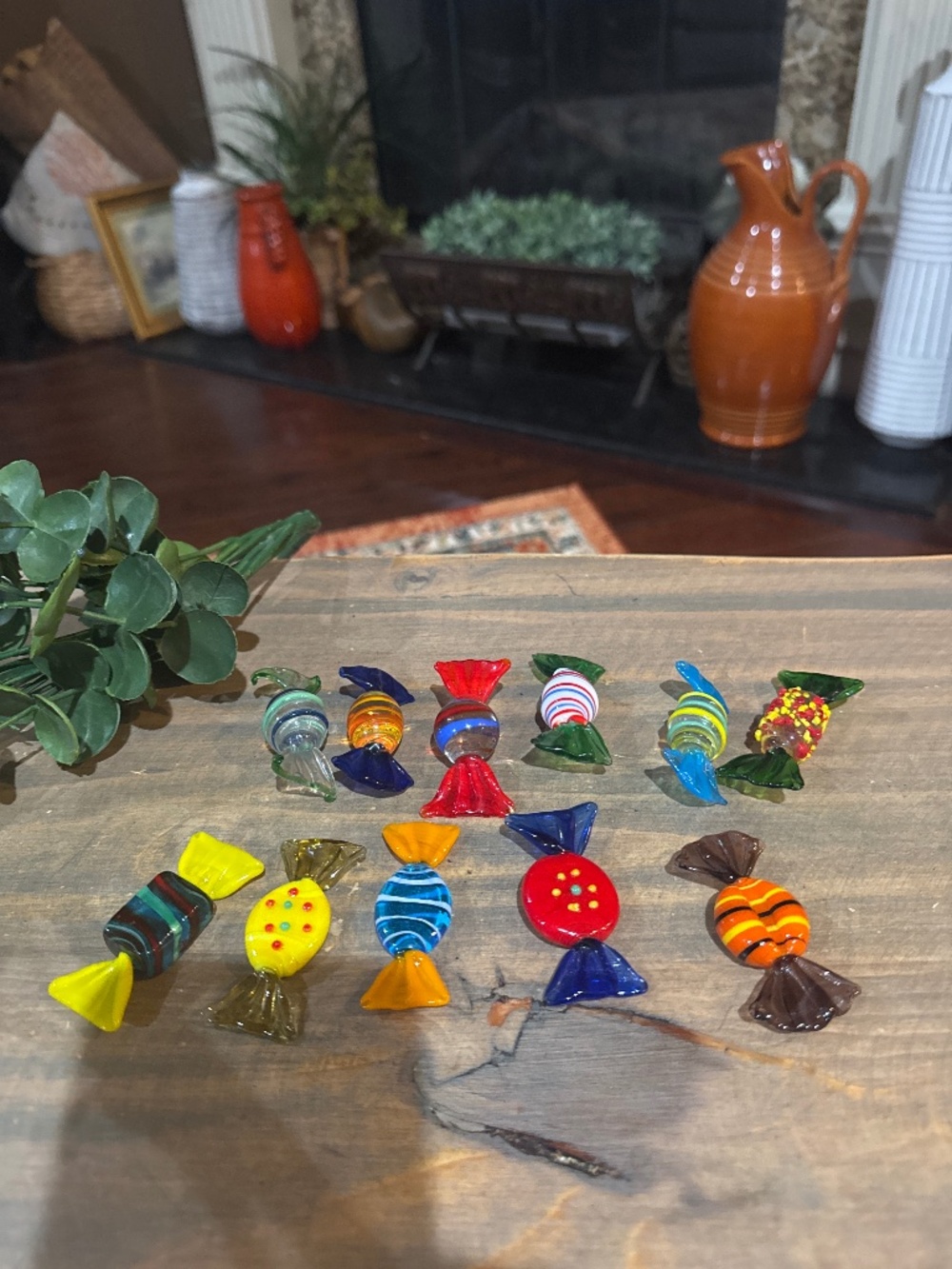 Murano Style Blown Glass Wrapped Art Candy Pieces Multicolor Lot of 11
